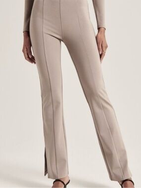 Abercrombie & Fitch Split hem Flare Pant Tan Women S Stretchy Flattering Neutral